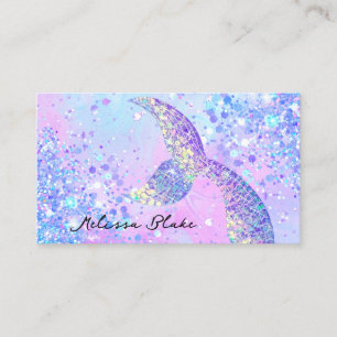 mermaid tail simulated chunky glitter business card