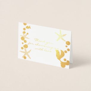 Mermaid Tail Starfish Bubble Gold Foil Baby Shower Card