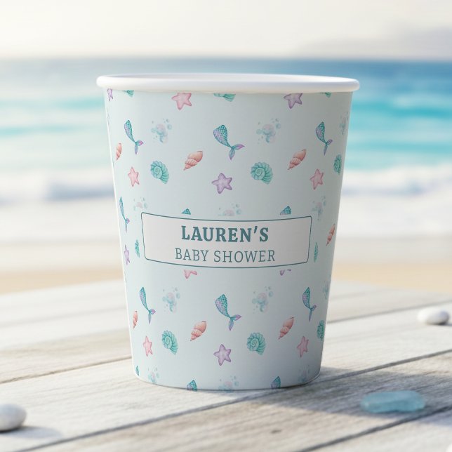 Mermaid Tail Starfish Seashell Pattern Blue Paper Cups (Mermaid Tail Starfish Seashell Pattern Blue Paper Cups
)