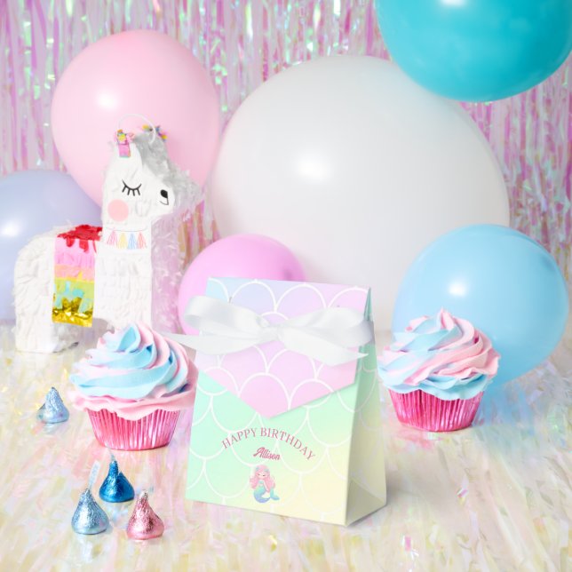 Mermaid Tail Teal Pink Girly Birthday Favor Box (Party)