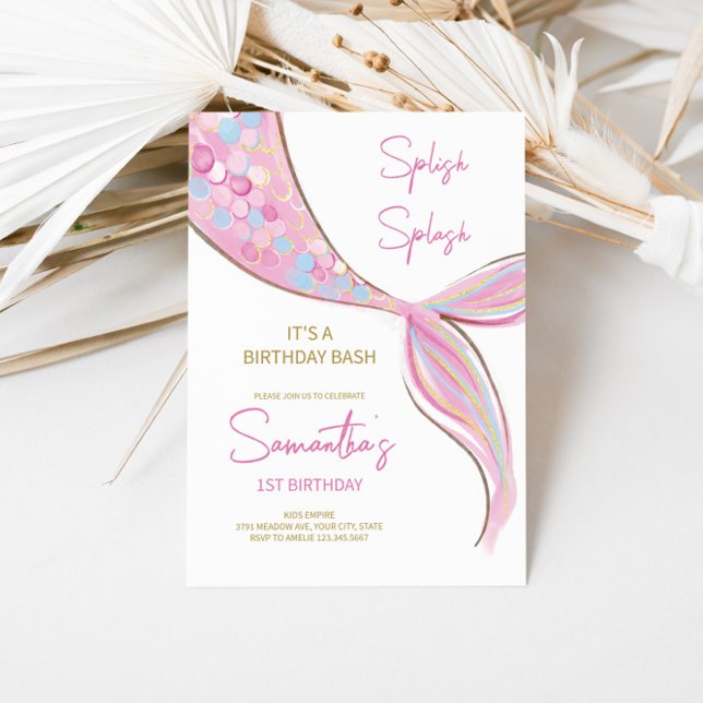 Mermaid Tail Theme Birthday Invitation (Creator Uploaded)