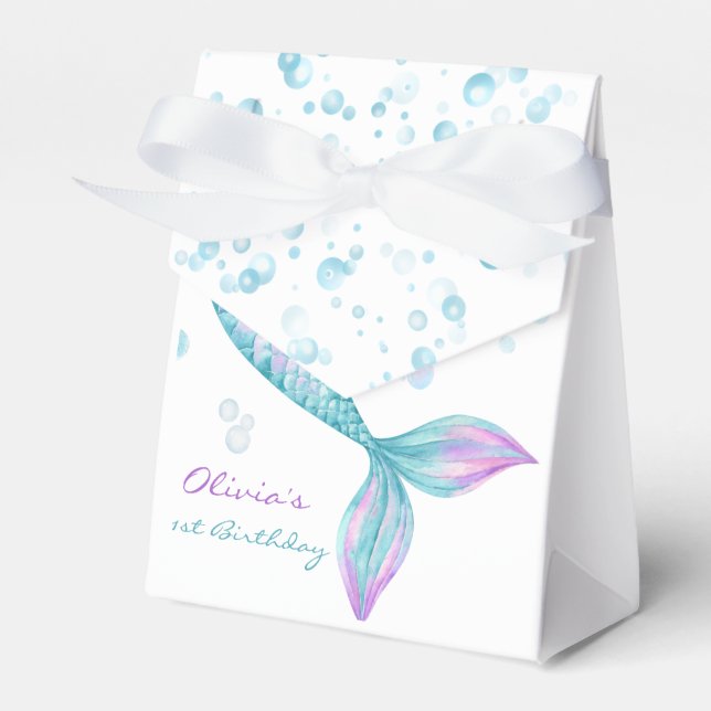 Mermaid Tail Under the Sea Birthday Favor Box (Front Side)