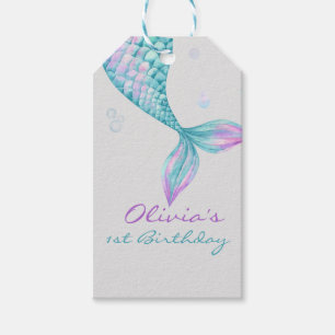 Mermaid Tail Under the Sea Birthday Gift Tags