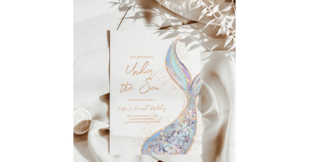 Mermaid Tail Under the Sea Birthday Invitation | Zazzle