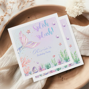 Mermaid Tail Under the Sea Birthday Napkin