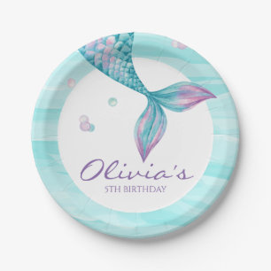 Mermaid Tail Under the Sea Birthday Paper Plates
