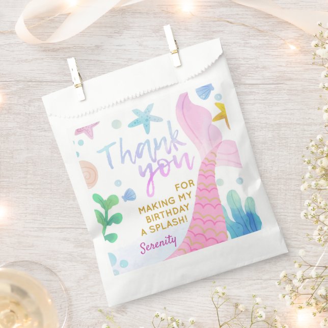 Mermaid Tail Under The Sea Party Thank You Favour Bag (Clipped)