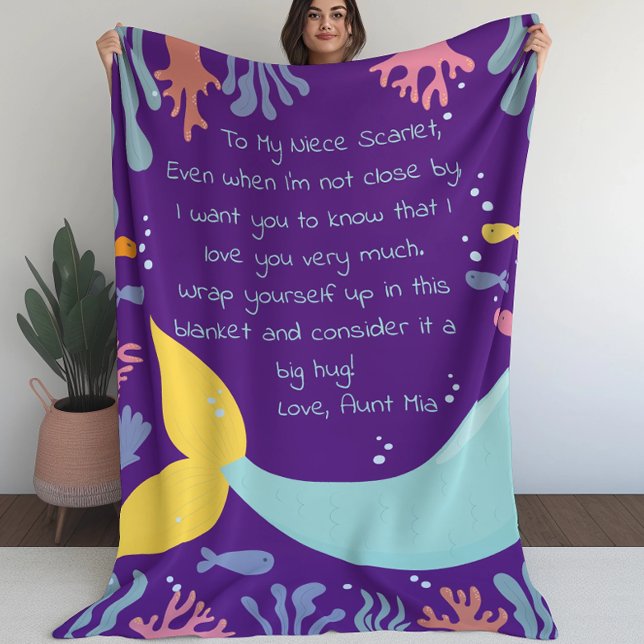 Mermaid Tail Underwater Scene Reef and Fish Letter Fleece Blanket (Mermaid Tail Underwater Scene Reef and Fish Letter Fleece Blanket (L))