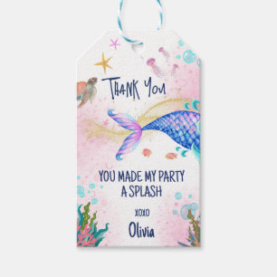 Mermaid tail Watercolor Birthday Under the Sea Gift Tags