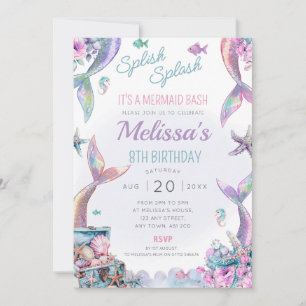 Mermaid Tails Anniversaire Fête Invitation Splish 