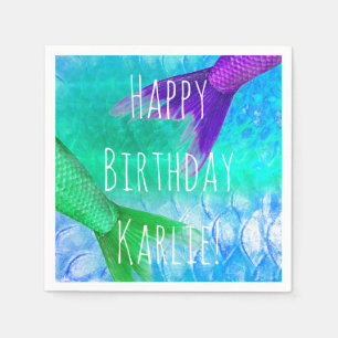 Mermaid Tails & Scales Teal Purple Napkin