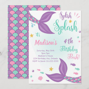 Mermaid Tails Under the Sea Birthday Invitation