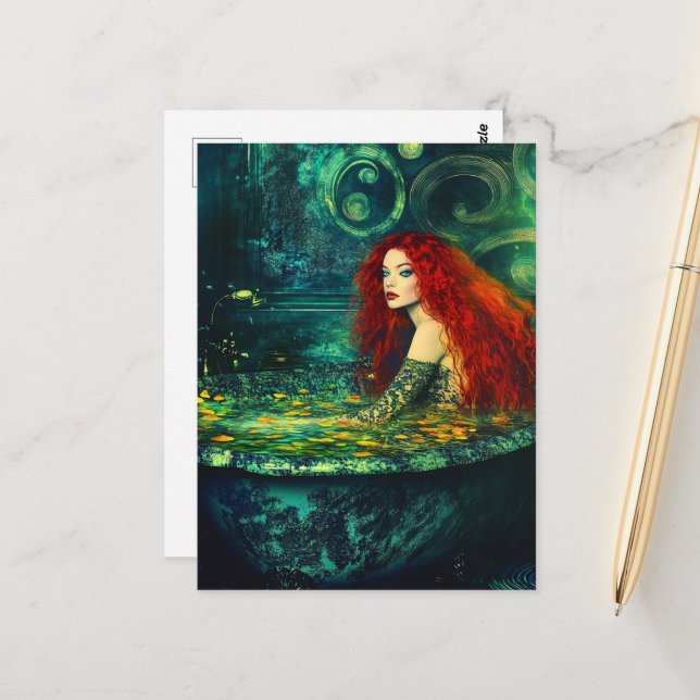 Mermaid taking a Bath Postcard (Front/Back In Situ)