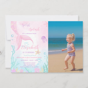 Mermaid Tale Anniversaire Invitation Avec Photo