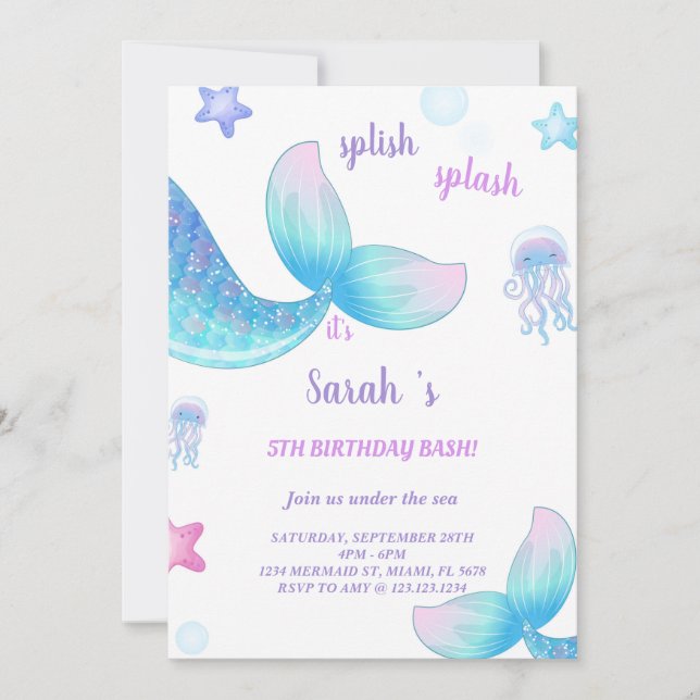 Mermaid Tale Birthday Invitation (Front)