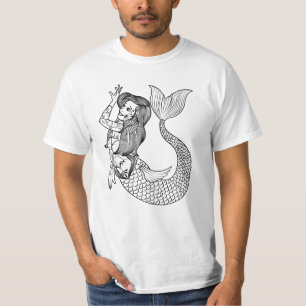 Mermaid Tattoo Vintage Mermaid Art Tattoo Girls T-Shirt