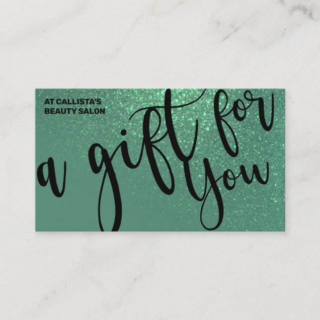 Mermaid Teal Glitter Gradient Gift Certificate (Front)