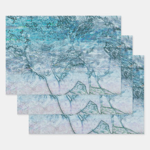 Mermaid Teal Green Nautical Ocean Waves Decoupage Wrapping Paper Sheet