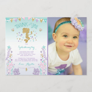 Mermaid Thank You Card Under The Sea Thank You