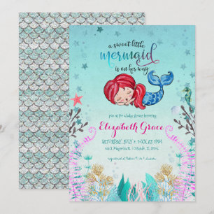 Mermaid Theme Baby Shower Invitation