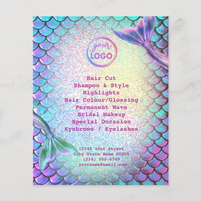 mermaid theme beauty salon flyer (Front)