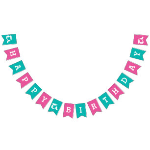 Mermaid theme Happy Birthday Party Bunting Banner