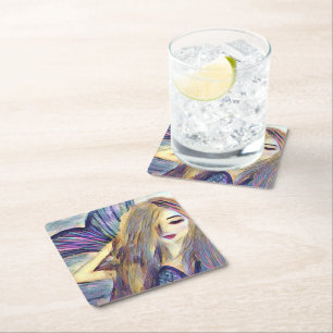 Mermaid theme party custom paper plates square paper coaster