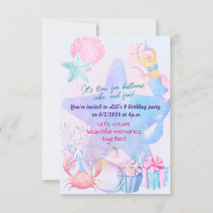 Mermaid Themed Birthday Bash Invitation