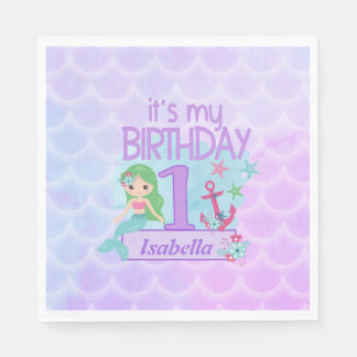  Mermaid themed birthday Paper  Napkins