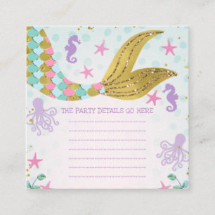Mermaid Themed Birthday Party Enclosure Card