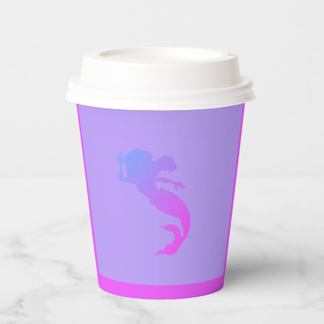 Mermaid themed paper cup with lid (Front)