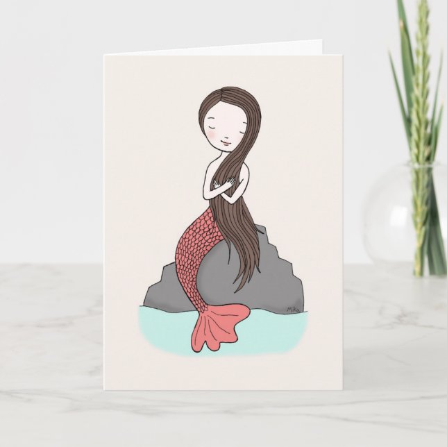 Mermaid Thinking Of You Card Mermaid Love card (Front)
