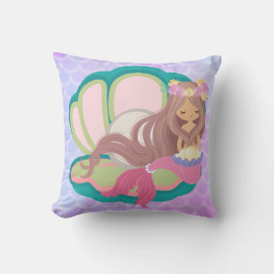 Mermaid throw pillow