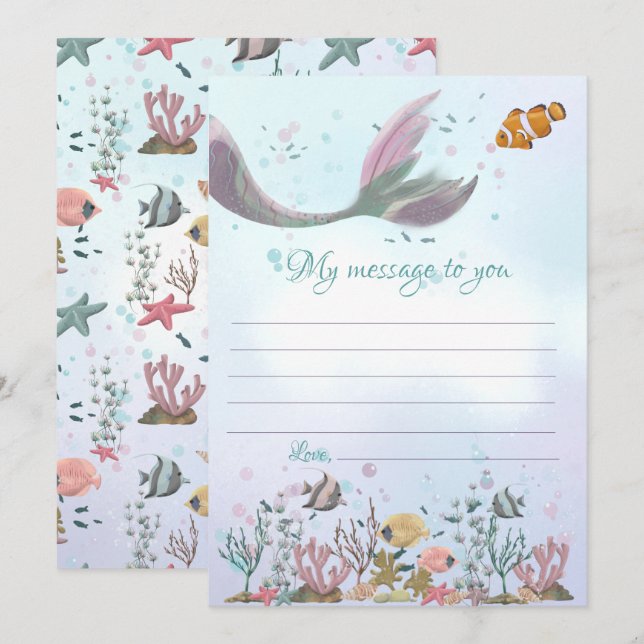 Mermaid Time Capsule Message To You Blank Cards (Front/Back)