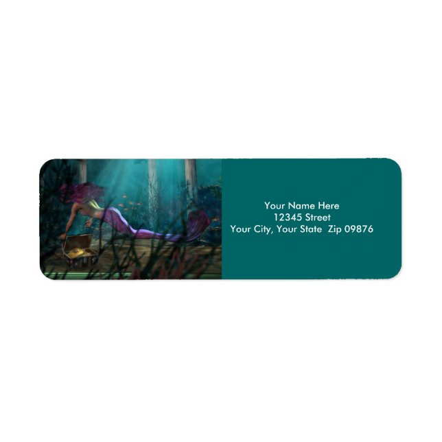 Mermaid Treasure Retourner l'adresse Étiquettes (Devant)