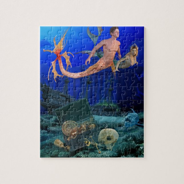 Mermaid Treasure Underwater Jigsaw Puzzle (Vertical)