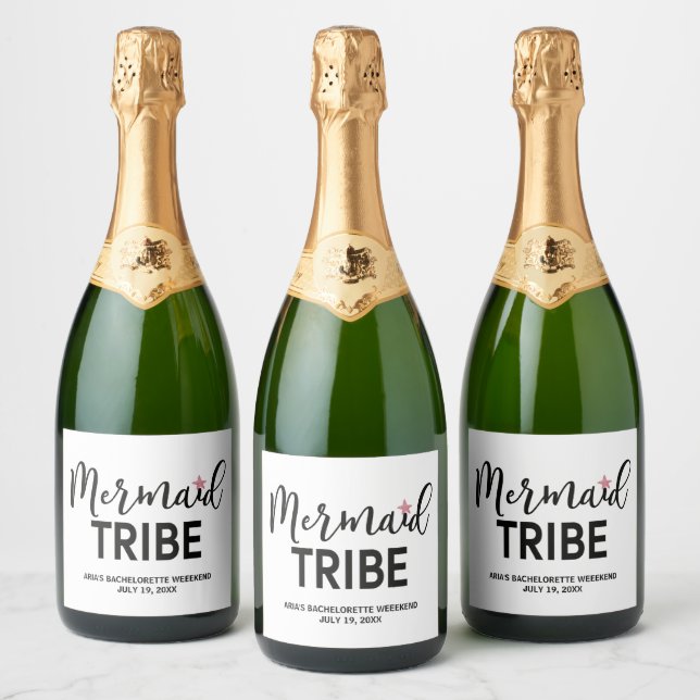 Mermaid Tribe Bachelorette Wine & Sparkling Wine L Sparkling Wine Label (Bottles)