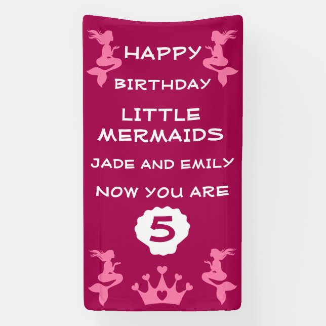  Mermaid Twin Sisters Banner (Vertical)