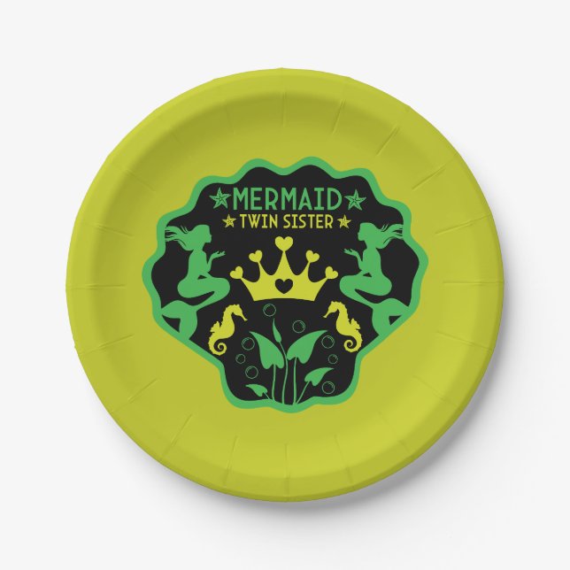  Mermaid Twin Sisters Paper Plate (Front)