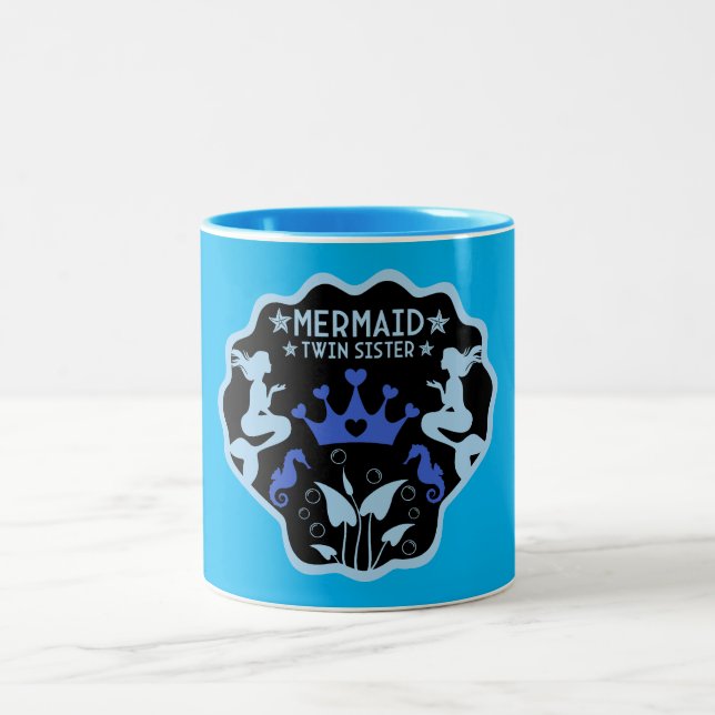  Mermaid Twin Sisters Two-Tone Coffee Mug (Center)