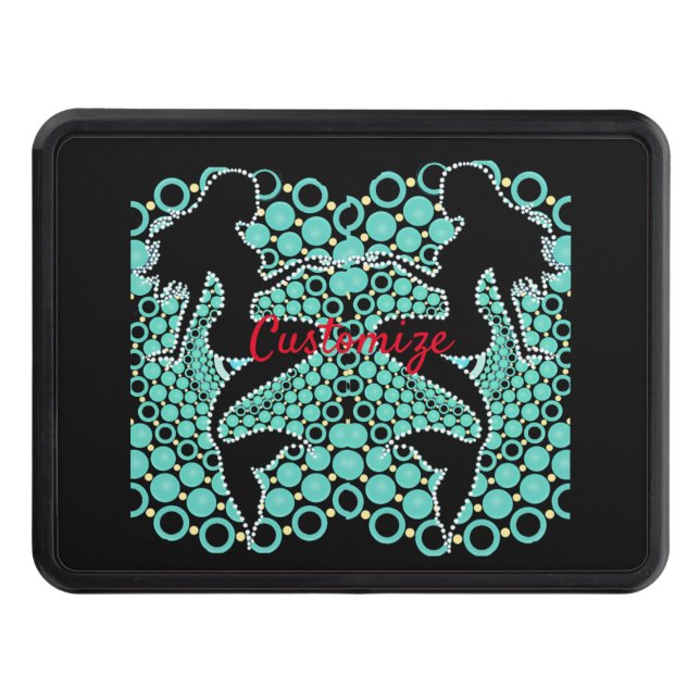 Mermaid Twins Silhouette in Bubbles Thunder_Cove Trailer Hitch Cover (Front)
