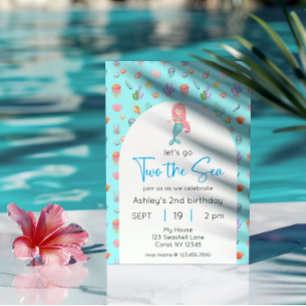 Mermaid  Two The Sea Birthday Photo Invitation