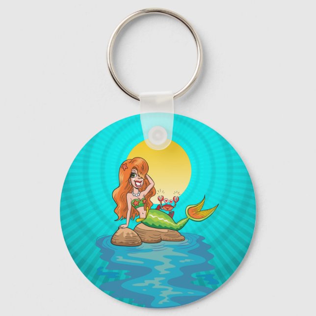 Mermaid under a Full Moon Keychain (Front)