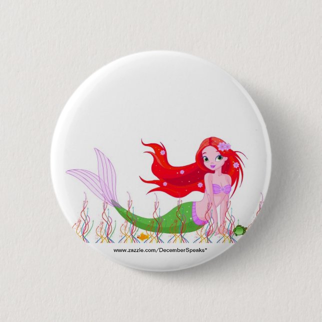Mermaid under the sea 2 inch round button (Front)