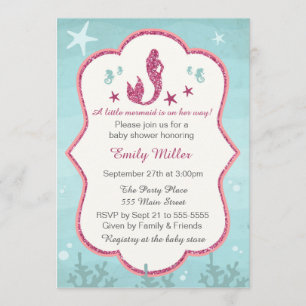 Mermaid Under The Sea Baby Girl Shower Invitation