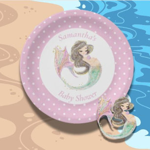 Mermaid under the sea baby shower  paper plate