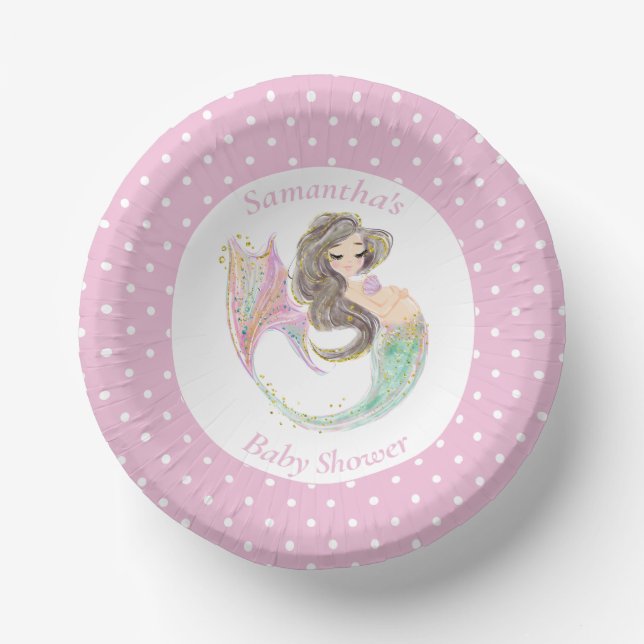 Mermaid under the sea baby shower  paper plate (Front)