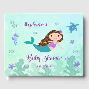 Mermaid Under The Sea Baby Shower Personalized Guest Book