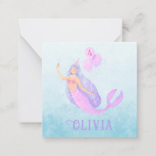 Mermaid Under the Sea Birthday Girl Age Blue Party Card