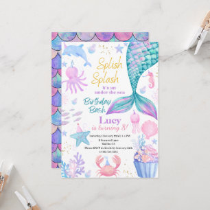 Mermaid Under The Sea Birthday Invitation